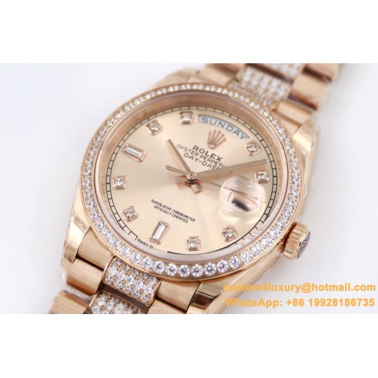 Rolex - DayDate 36mm Dia Pres RG/RG Gold Diam EWF A3255 Mod
