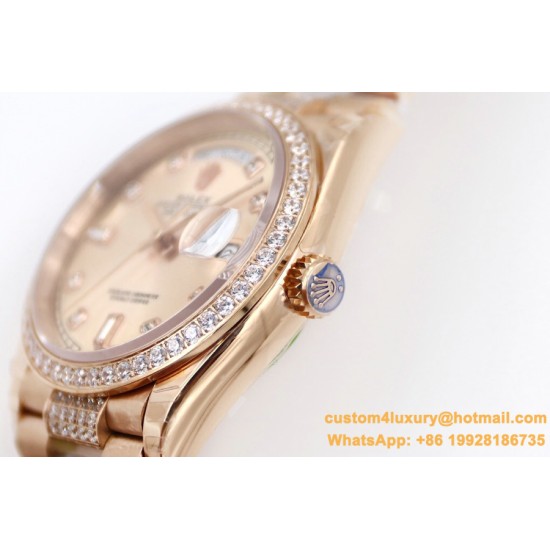 Rolex - DayDate 36mm Dia Pres RG/RG Gold Diam EWF A3255 Mod