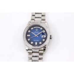 Rolex - DayDate 36mm Dia Pres SS/SS G-Blue Diam EWF A3255 Mod