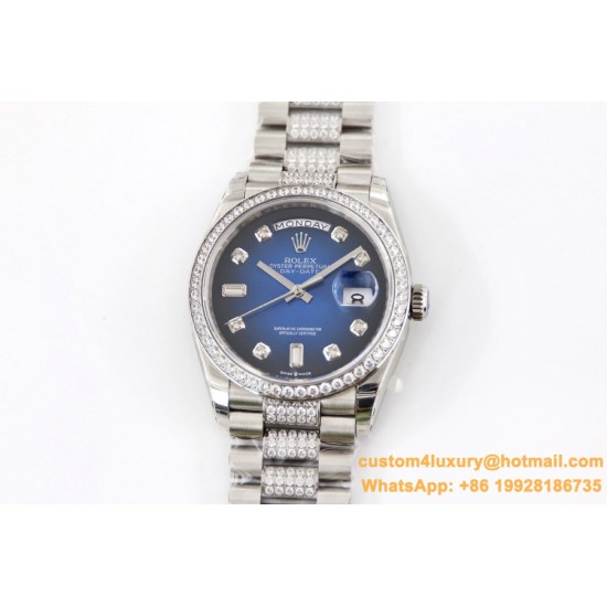 Rolex - DayDate 36mm Dia Pres SS/SS G-Blue Diam EWF A3255 Mod