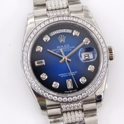 Rolex - DayDate 36mm Dia Pres SS/SS G-Blue Diam EWF A3255 Mod