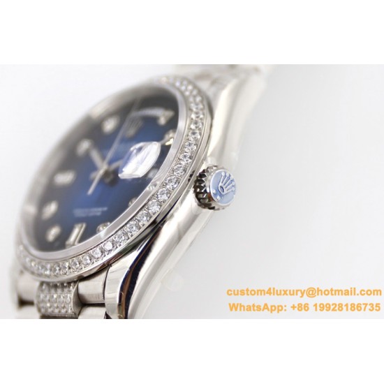 Rolex - DayDate 36mm Dia Pres SS/SS G-Blue Diam EWF A3255 Mod