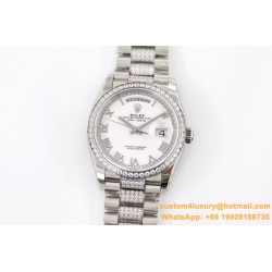 DayDate 128239 36mm SS/SS White/Rmn Diam EWF V3 VR3255(Gain Weight)