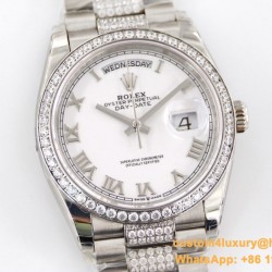 DayDate 128239 36mm SS/SS White/Rmn Diam EWF V3 VR3255(Gain Weight)