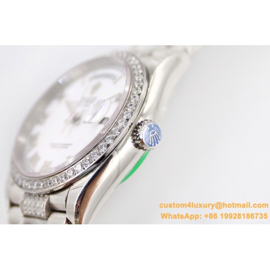 DayDate 128239 36mm SS/SS White/Rmn Diam EWF V3 VR3255(Gain Weight)