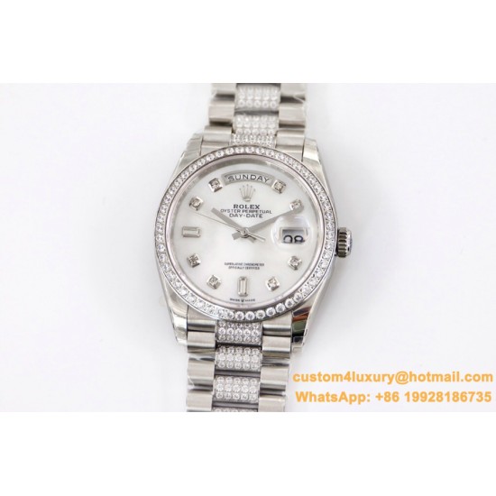 Rolex - DayDate 36mm Dia Pres SS/SS Wht MOP Diam EWF A3255 Mo
