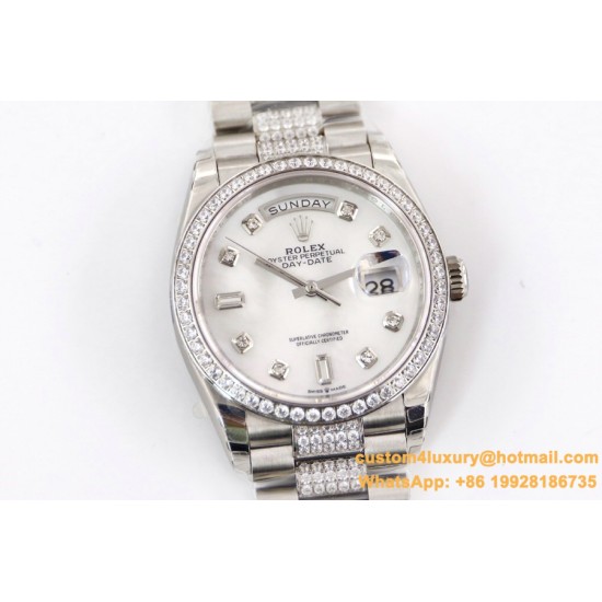 Rolex - DayDate 36mm Dia Pres SS/SS Wht MOP Diam EWF A3255 Mo