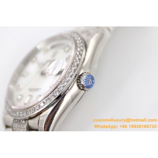 Rolex - DayDate 36mm Dia Pres SS/SS Wht MOP Diam EWF A3255 Mo