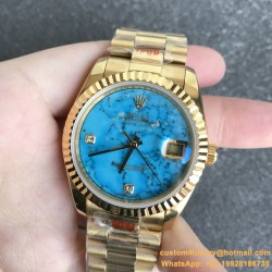 DayDate 36mm YG/YG Flt Pres Turquoise Dial RAF A2836