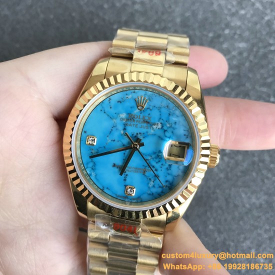 DayDate 36mm YG/YG Flt Pres Turquoise Dial RAF A2836