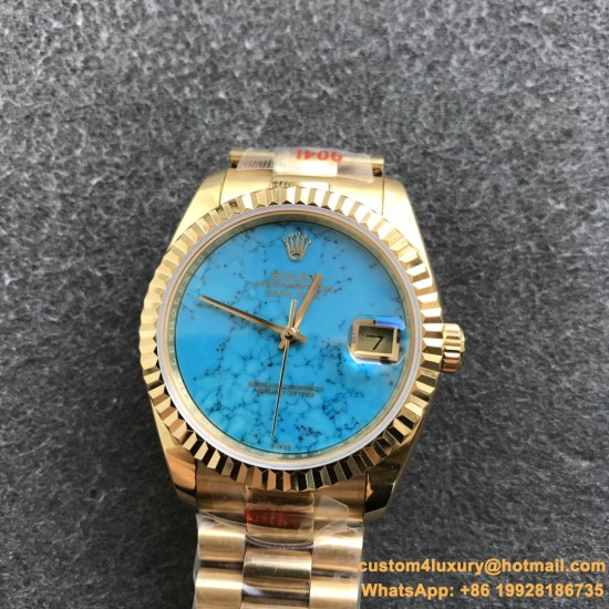 DayDate 36mm YG/YG Flt Pres Turquoise Dial RAF A2836