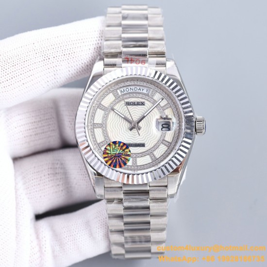 DayDate 128239 36mm SS/SS Diamond/White Dial LZ V3 VR3255(Gain Weight)