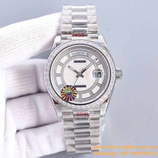 DayDate 128239 36mm SS/SS Diamond/White Dial LZ V3 VR3255(Gain Weight)