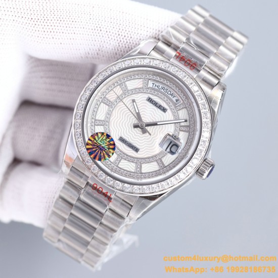 DayDate 128239 36mm SS/SS Diamond/White Dial LZ V3 VR3255(Gain Weight)