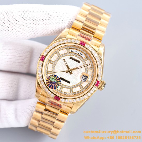DayDate 128239 36mm YG/YG Diamond DIal LZ V3 VR3255(Gain Weight)