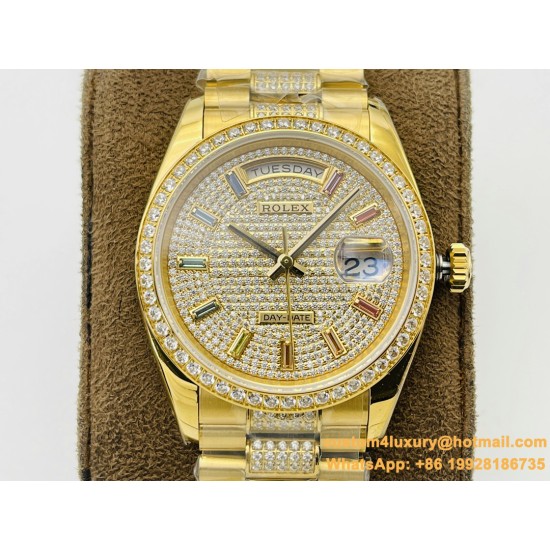 DayDate 36mm YG/YG Dia Pres Diamond Dial VRS A2836