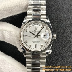 DayDate 36mm Flt Pres SS/SS Silv Wht Diam EWF A3255
