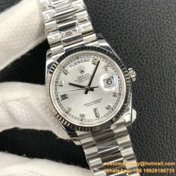 DayDate 36mm Flt Pres SS/SS Silv Wht Diam EWF A3255