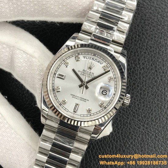 DayDate 36mm Flt Pres SS/SS Silv Wht Diam EWF A3255