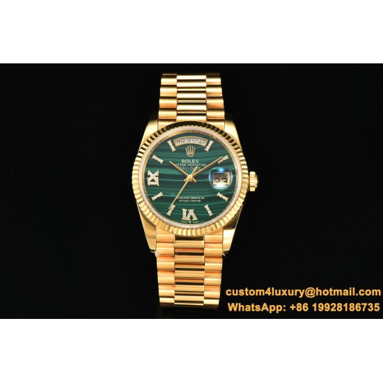 DayDate 36mm YG/YG Flt Pres Malachite Dial CSF A2836