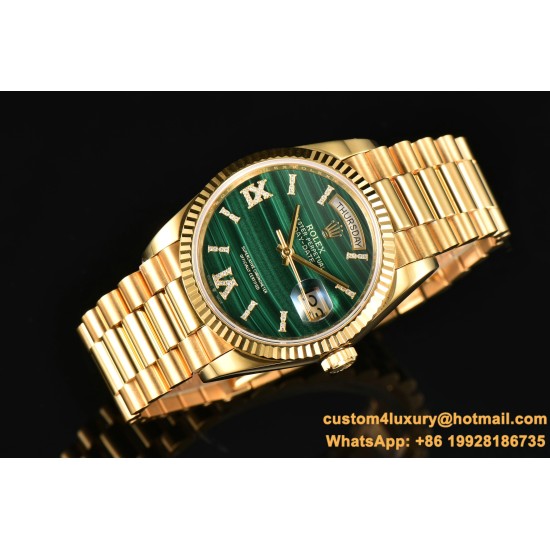 DayDate 36mm YG/YG Flt Pres Malachite Dial CSF A2836