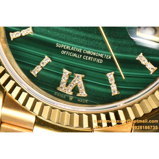 DayDate 36mm YG/YG Flt Pres Malachite Dial CSF A2836