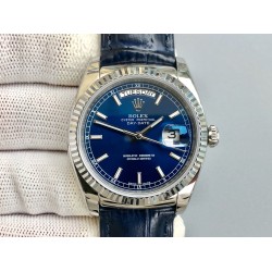 Rolex - DayDate 36mm Flt Pres SS/LE Blue Stk EWF A2836