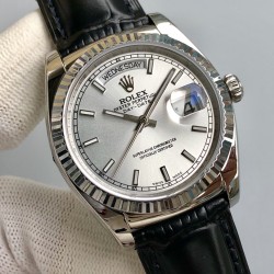 Rolex - DayDate 36mm Flt Pres SS/LE Silver Stk EWF A2836