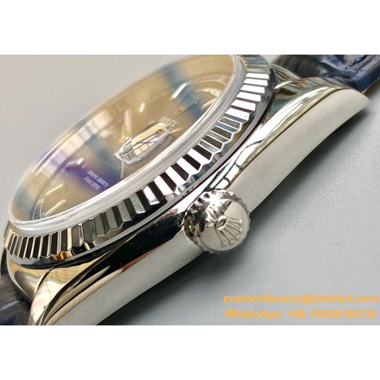Rolex - DayDate 36mm Flt Pres SS/LE Silver Stk EWF A2836