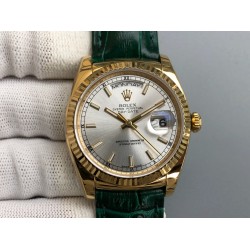 Rolex - DayDate 36mm Flt Pres YG/LE Silver Dial Stk EWF A2836