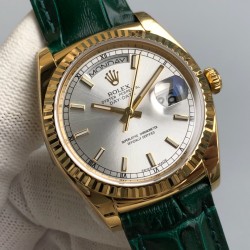 Rolex - DayDate 36mm Flt Pres YG/LE Silver Dial Stk EWF A2836