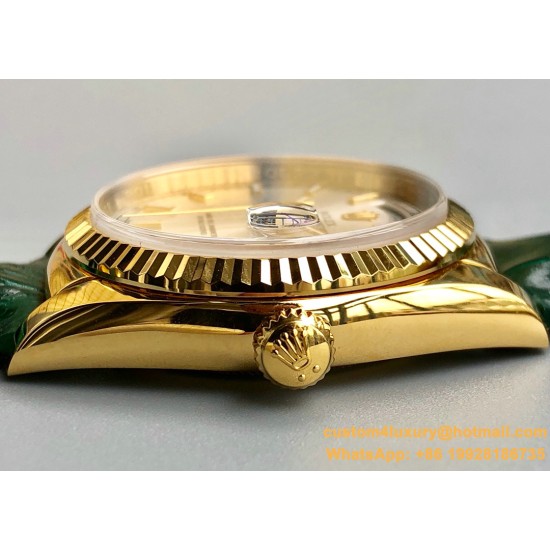 Rolex - DayDate 36mm Flt Pres YG/LE Silver Dial Stk EWF A2836