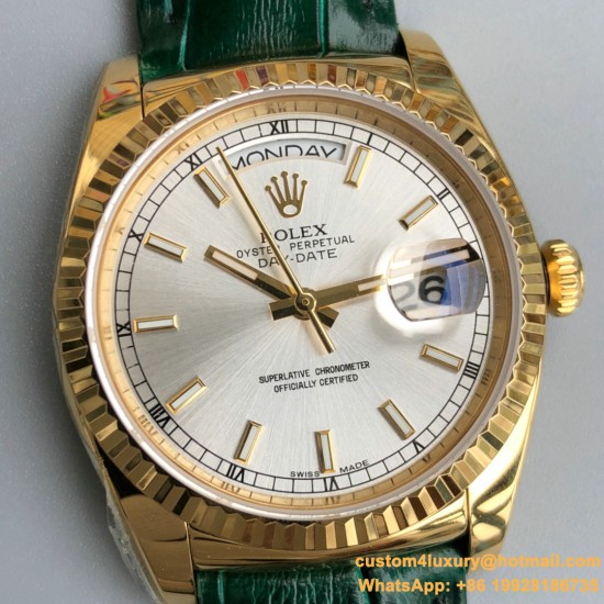 Rolex - DayDate 36mm Flt Pres YG/LE Silver Dial Stk EWF A2836
