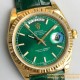 Rolex - DayDate 36mm Flt Pres YG/LE Green Dial Stk EWF A2836