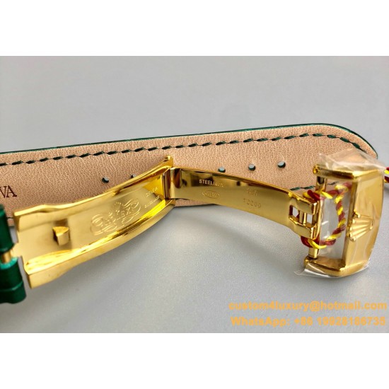 Rolex - DayDate 36mm Flt Pres YG/LE Green Dial Stk EWF A2836