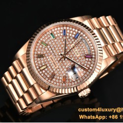 DayDate 128238 36mm RG/RG Diamond/Dia Rainbow STK CSF VR3255