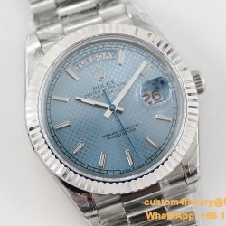 DayDate 40mm SS/SS Ice Blue Textured Dial TWS A2836