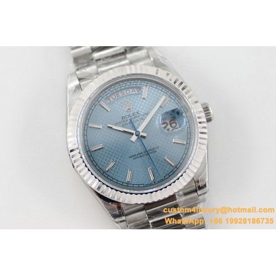 DayDate 40mm SS/SS Ice Blue Textured Dial TWS A2836