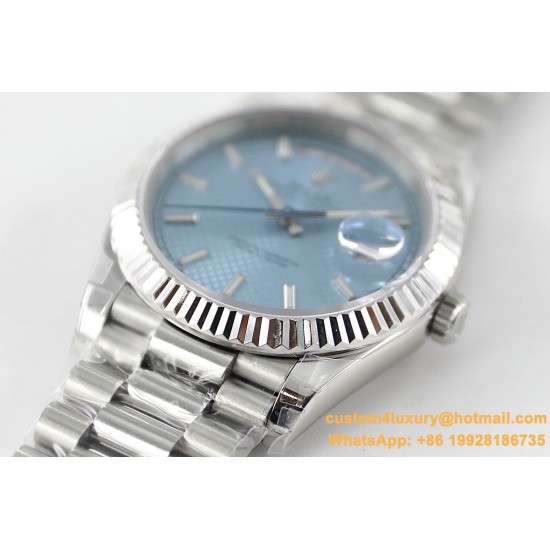 DayDate 40mm SS/SS Ice Blue Textured Dial TWS A2836