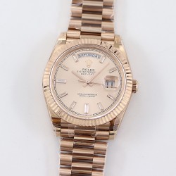 Rolex - DayDate 40mm Flt RG/RG Rose Gold Baug. Diam TWS A2836