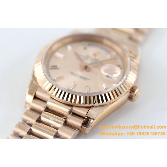 Rolex - DayDate 40mm Flt RG/RG Rose Gold Baug. Diam TWS A2836