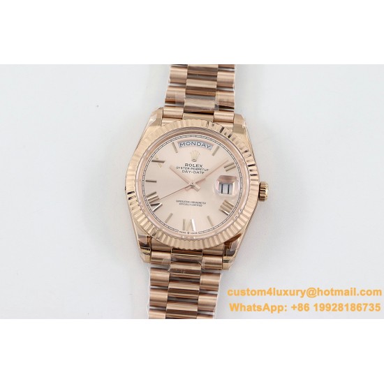 Rolex - DayDate 40mm Flt RG/RG Rose Gold Diam Rmn TWS A2836