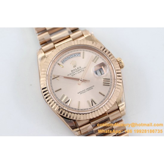 Rolex - DayDate 40mm Flt RG/RG Rose Gold Diam Rmn TWS A2836