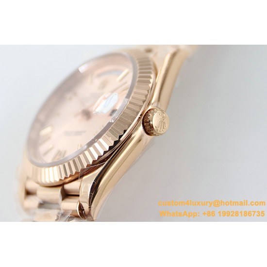 Rolex - DayDate 40mm Flt RG/RG Rose Gold Diam Rmn TWS A2836