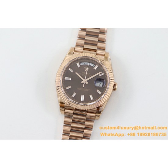 Rolex - DayDate 40mm Flt RG/RG Brown Baug. Diam TWS A2836