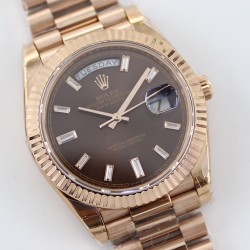 Rolex - DayDate 40mm Flt RG/RG Brown Baug. Diam TWS A2836