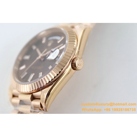 Rolex - DayDate 40mm Flt RG/RG Brown Baug. Diam TWS A2836