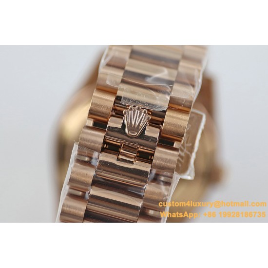 Rolex - DayDate 40mm Flt RG/RG Brown Baug. Diam TWS A2836