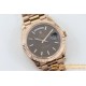 Rolex - DayDate 40mm Flt RG/RG Brown Textured Diam TWS A2836