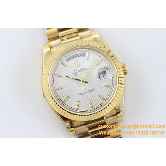 DayDate 228238 40mm YG/YG Silver Textured Dial TWS A2836